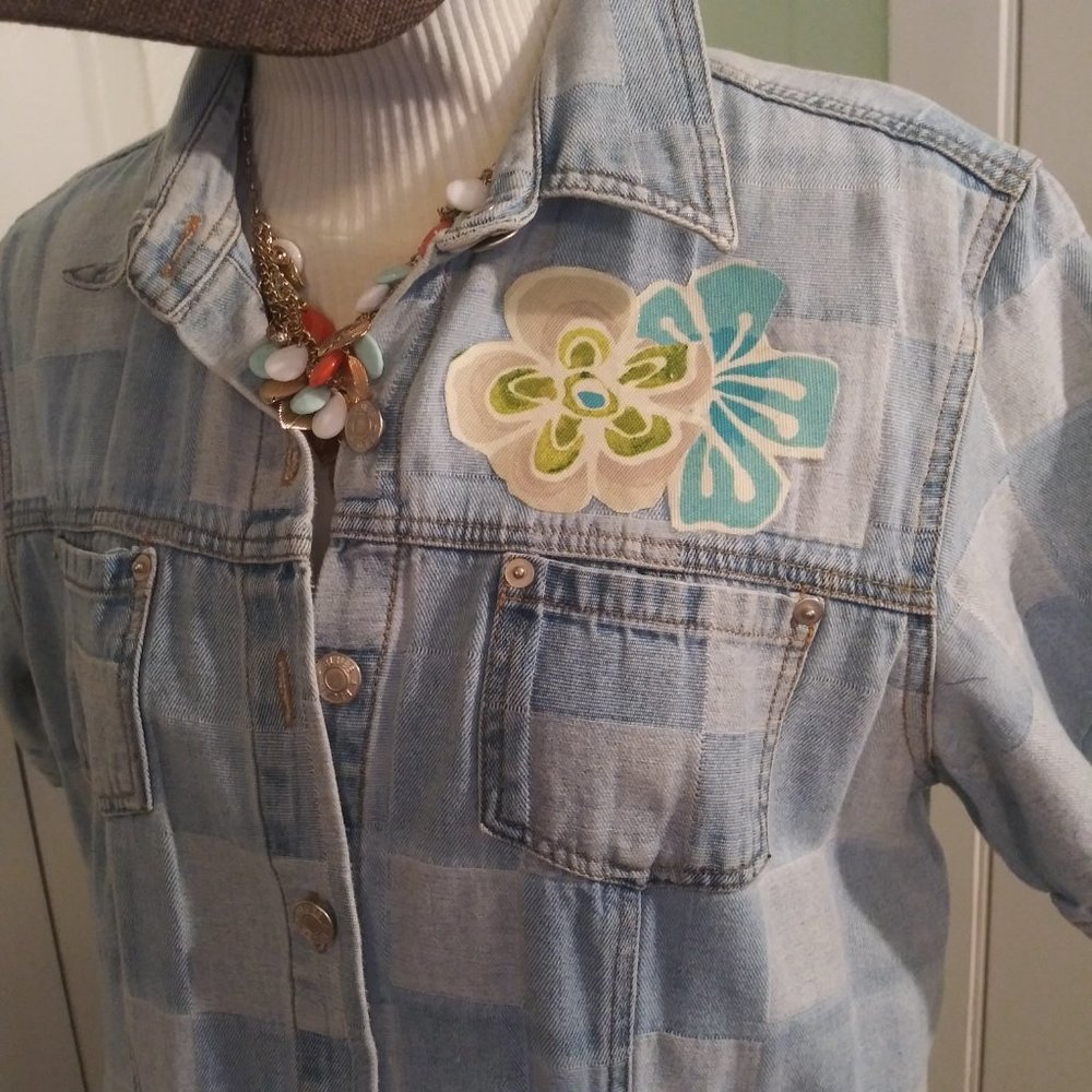 2442 Jeaniemade Size 16 (XL) Baccini Upcycled Jean Dress - Picture 3 of 11